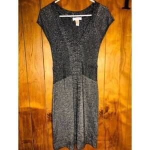 Kenar Gray Silver Shimmer Metallic Sweater Dress Women's Size Small
